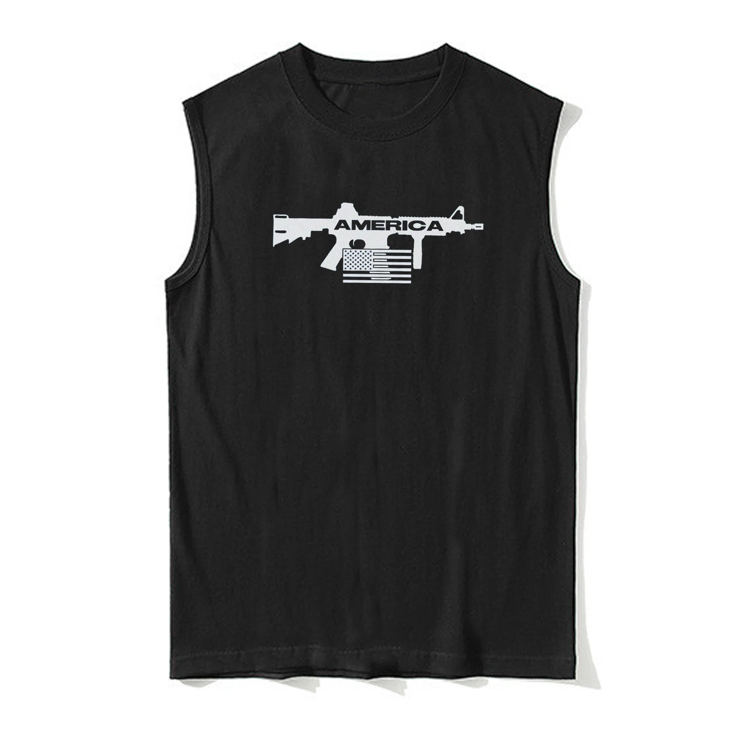 Американский пистолет, флаг США, 2-я поправка, военная майка для ветеранов, 100% хлопок, с круглым вырезом, летний повседневный мужской жилет, футболка без рукавов