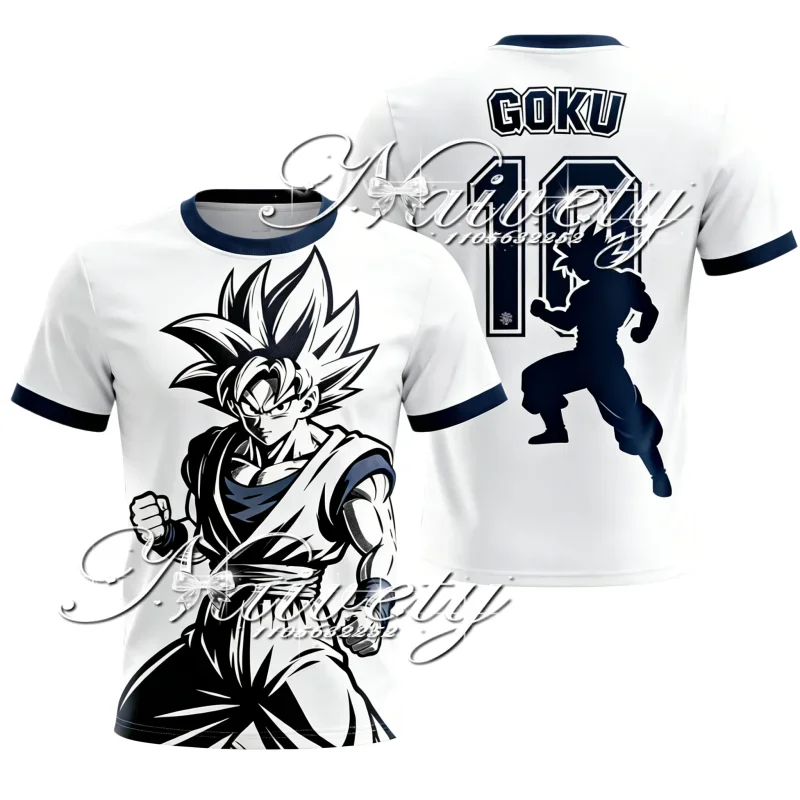 2026 Dragon Ball Goku Super Saiyan Flame Retro Quick Dry Sports T-Shirt Adult Kids Oversized Sweat-Wicking Short Sleeve