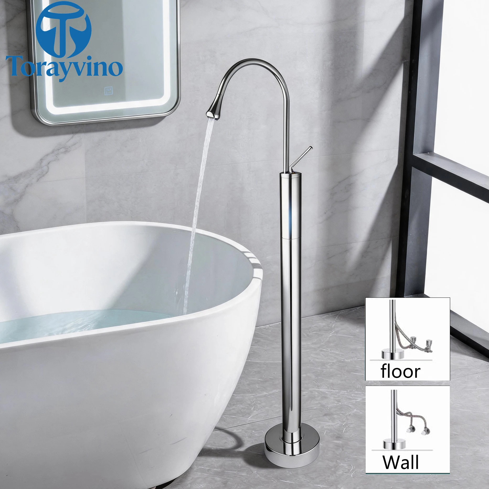 Torayvino Gouden Badkuip Douch - Freestanding Bathtub Filler Faucet Floor recensie en prijs