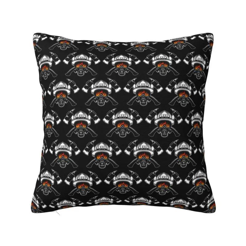 Custom Modern Firefighter Skull Sofa Cushion Cover Polyester Fireman Fire Rescue Pillow Case for Living Room