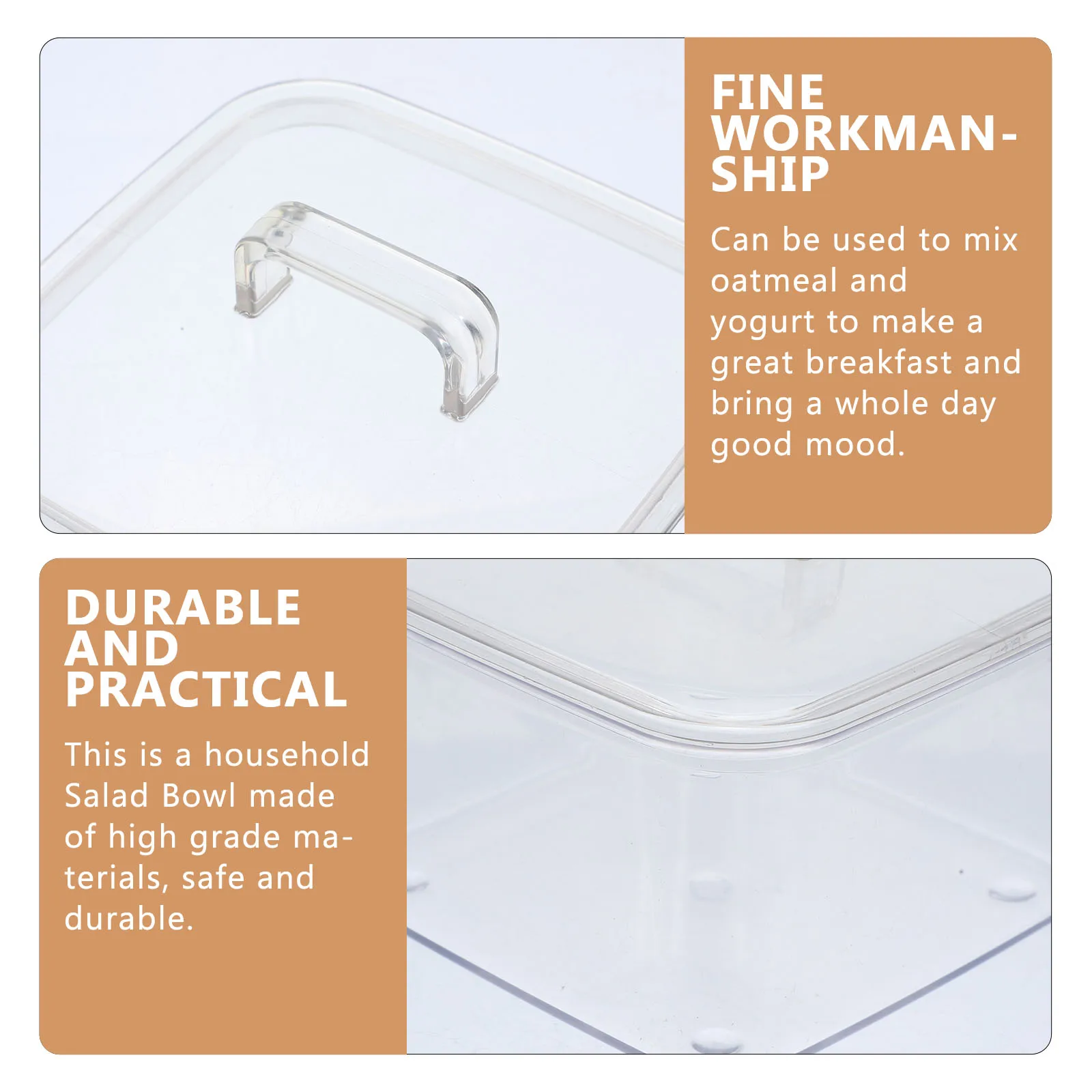 

2Pcs Delicate Design Clear Bowl for Fruits Salads and Snacks Easy to Clean Large Capacity for Family Use Clear Bowl