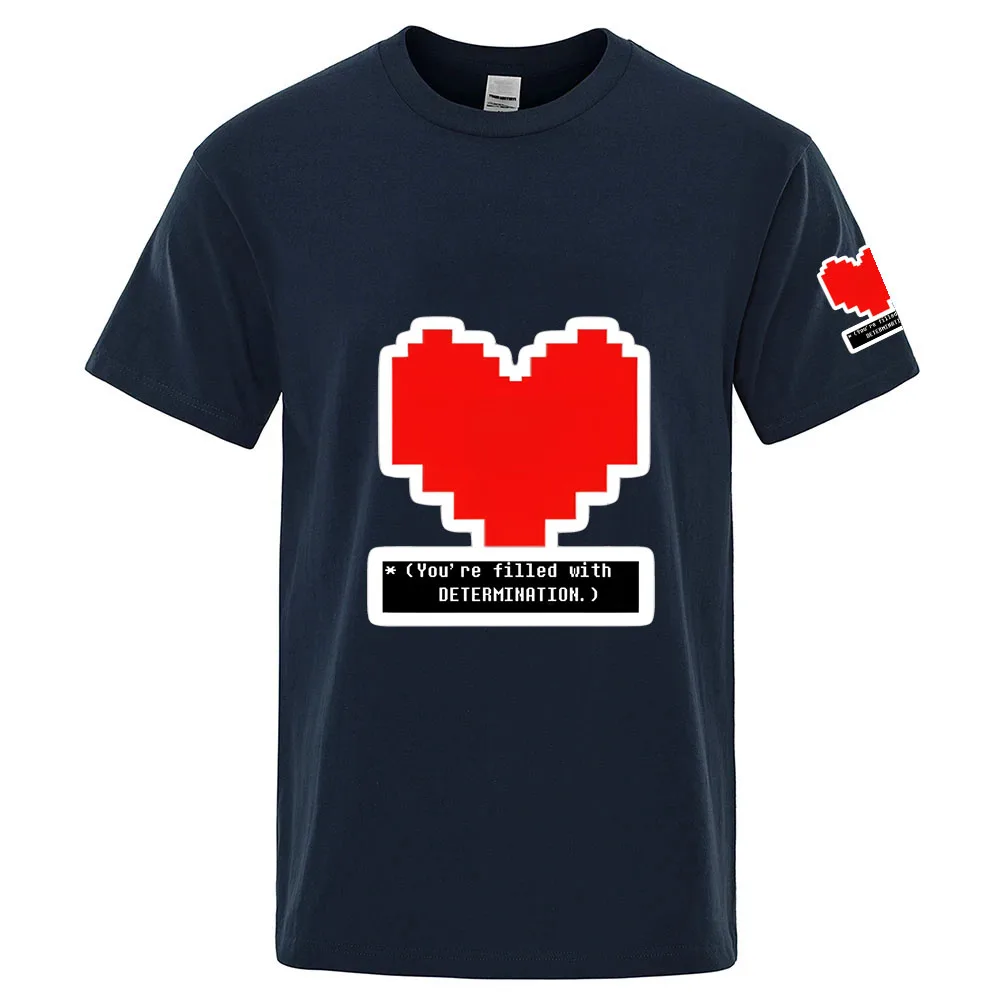 2026 You're Filled With Determination Summer Men's New Undertale Game Solid Color Regular Casual Short-sleeved Shirt Thin Top
