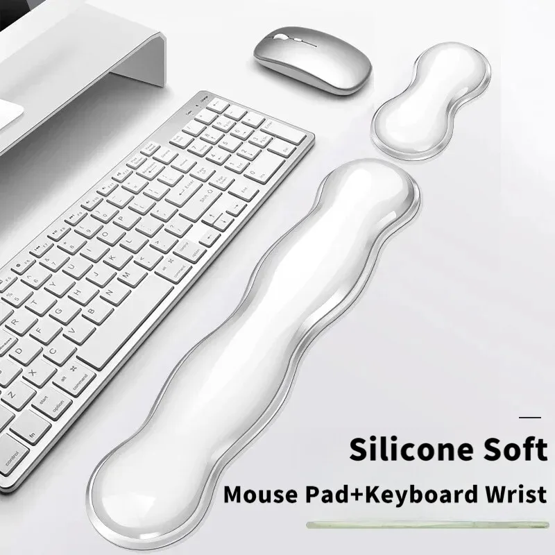 

Crystal Transparent Silicone Soft Mouse Pad Anti-Slip Stain-resistant Keyboard Pad Ergonomics Hand Rest For Computer Office Game