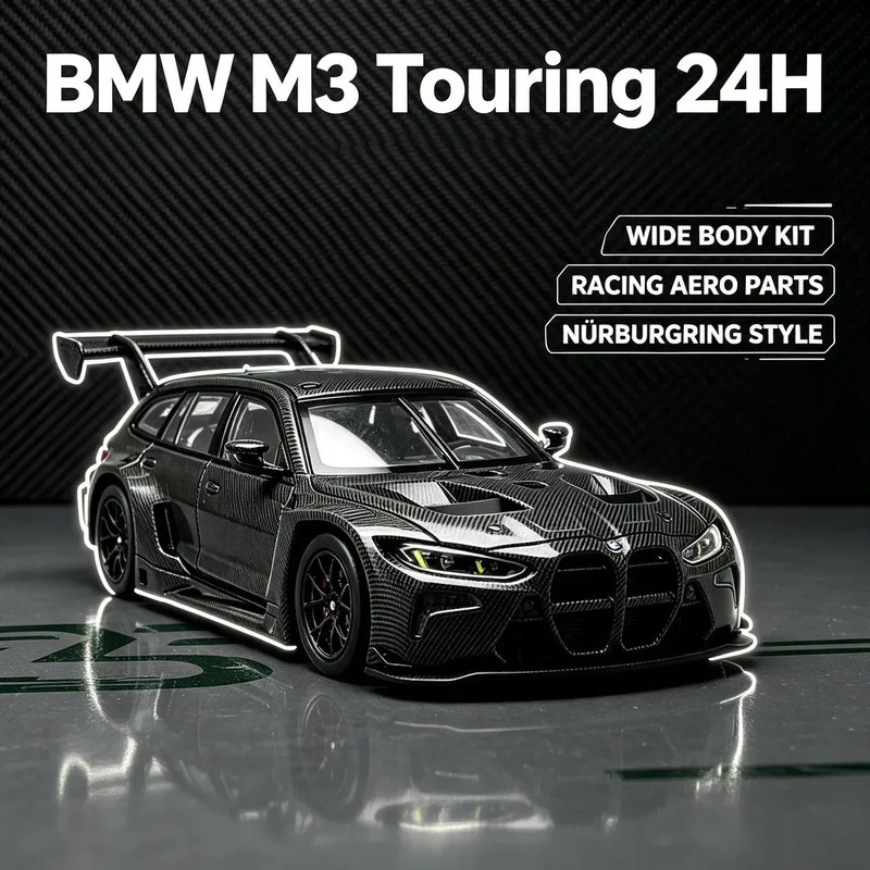 JiCar 1/64 BMW M3 touring 24H Black Carbon Fiber Diecast Car Model Alloy Simulation Collection Toy Gift For Boys#peetyeee