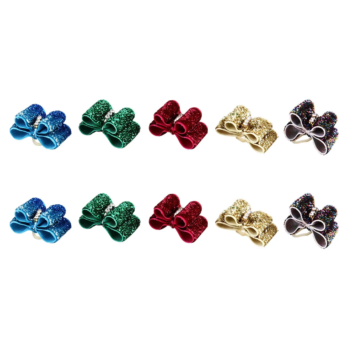 

10Pcs Glitter Bowknot Pet Hair Ties Premium Soft Material Dog Hair Accessories for Christmas Birthday Parade Events