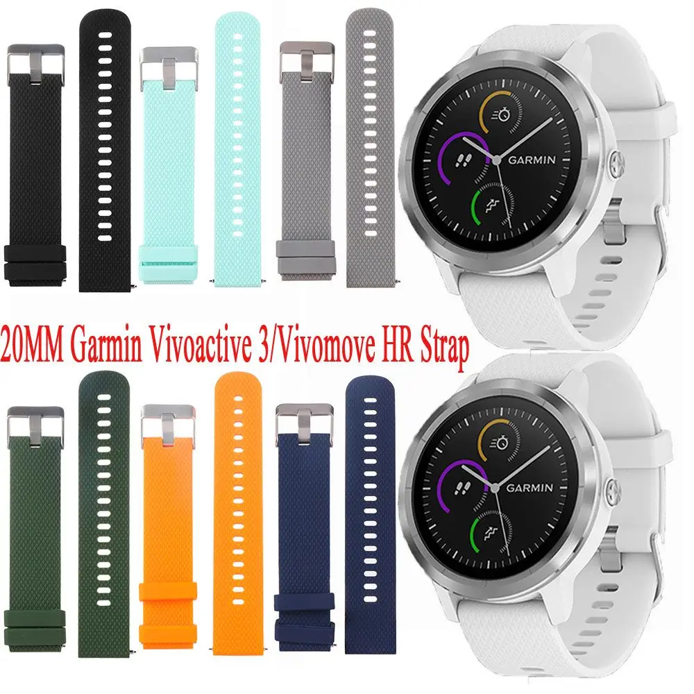 Armbänder klassisches weiches Silikon 20mm Uhren armband Armband für Garmin Vivo active 3 / Vivomove hr