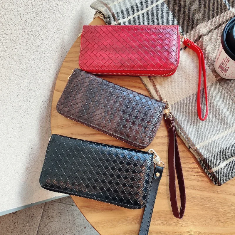 Luxury Woven pattern clutch 4.0~6.7 size universal mobile wallet FF-21T for iPhone Samsung Huawei Xiaomi phone bag