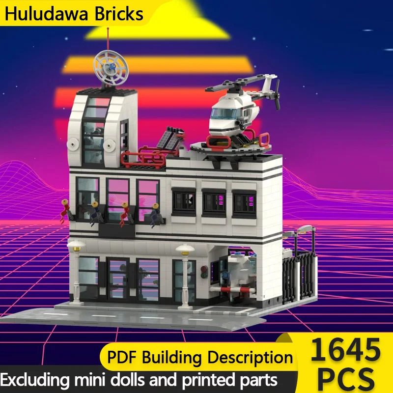 

City Street View Model MOC Building Brick Metro Police Station Modular Technology Children Holiday Gifts Assemble Toys Suit