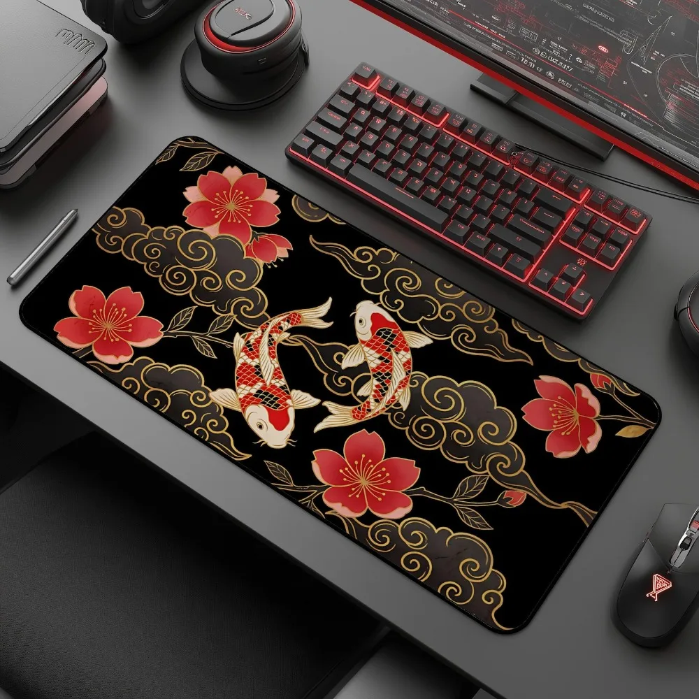Japanese Red Moon Mount Fuji Large Mouse Pad Gaming Desk Mat Non-Slip Rubber Base Waterproof Keyboard Mat for PC Gamer