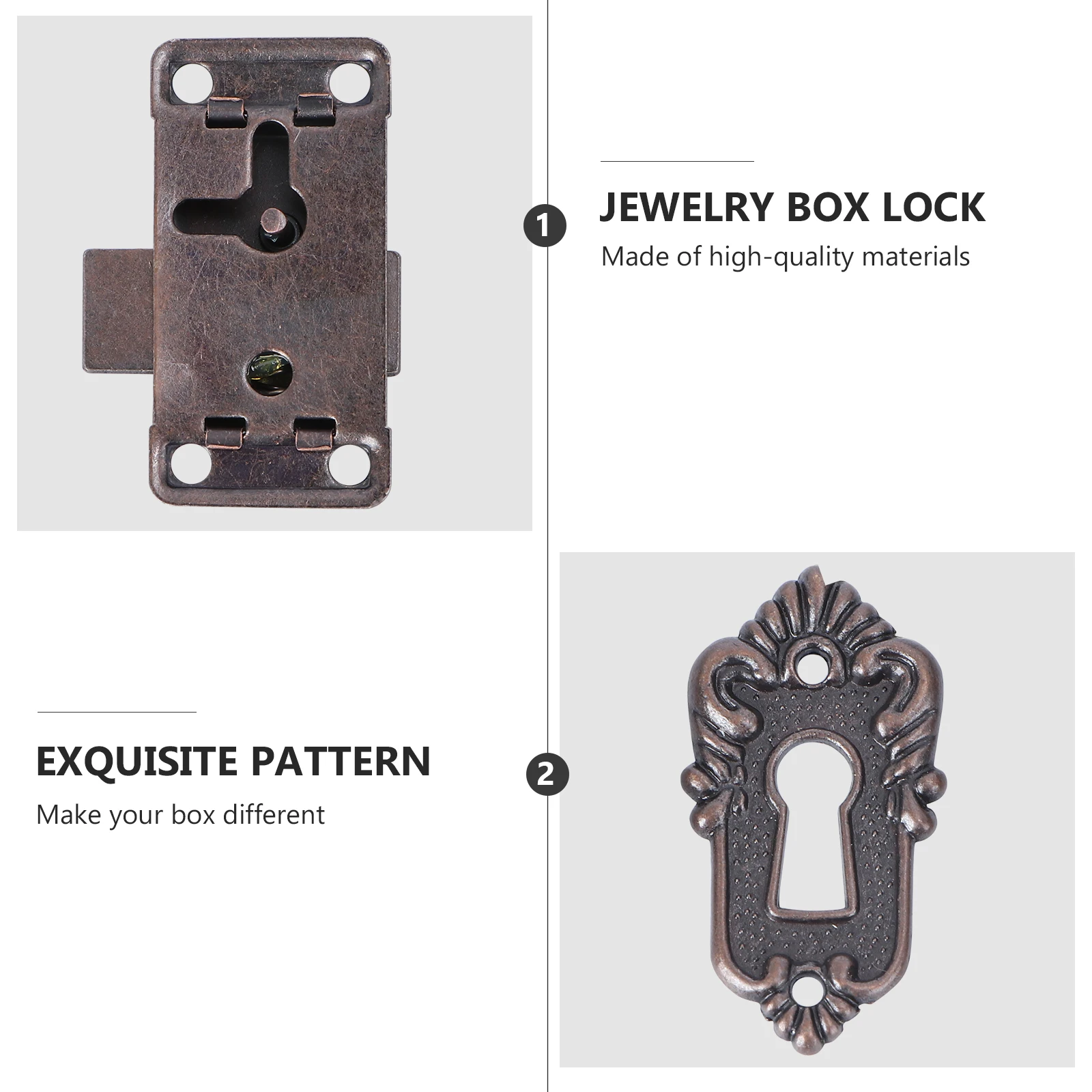 

2 Pcs Furniture Lock Alloy Latch Cabinet Small Box Wooden Gift Hook Locks