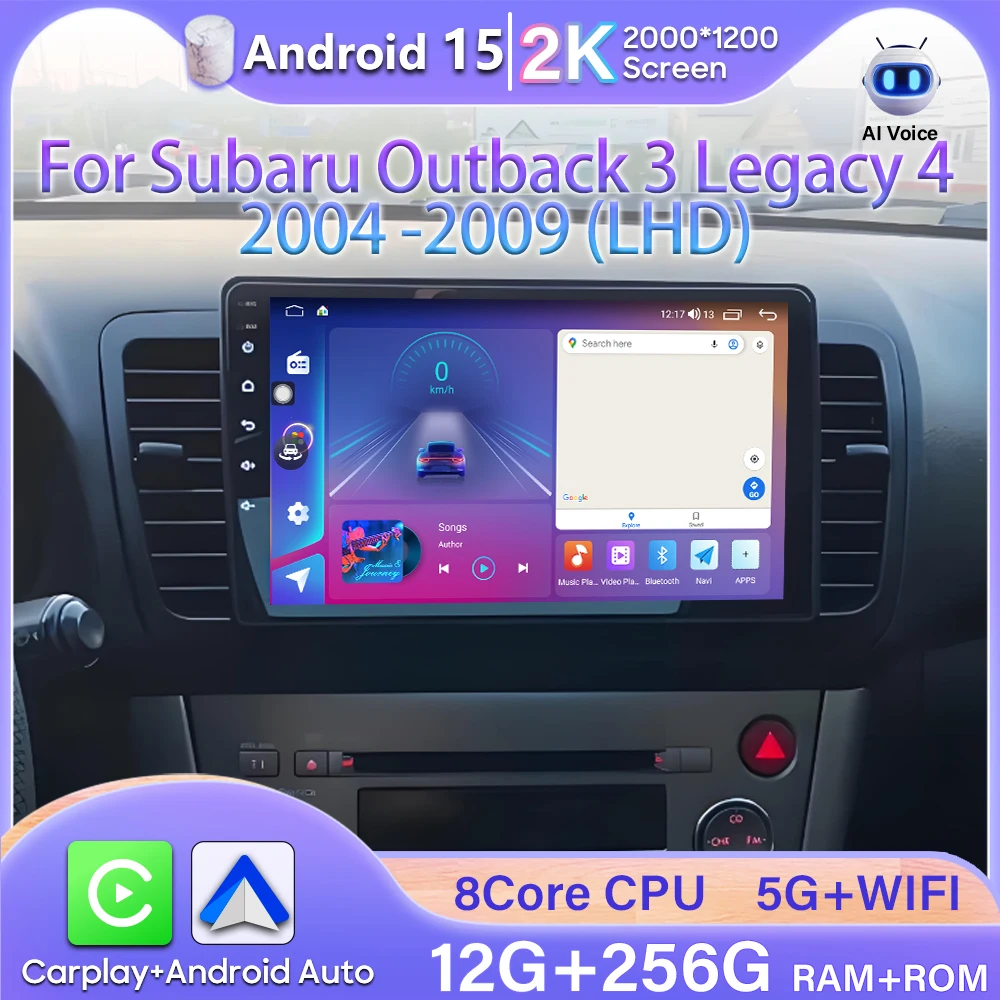Android Auto LHD Car Radio For Subaru Outback 3 Legacy 4 2004 2005 2007 2008 2009 Carplay No 2din Video Multimedia Player GPS 2k