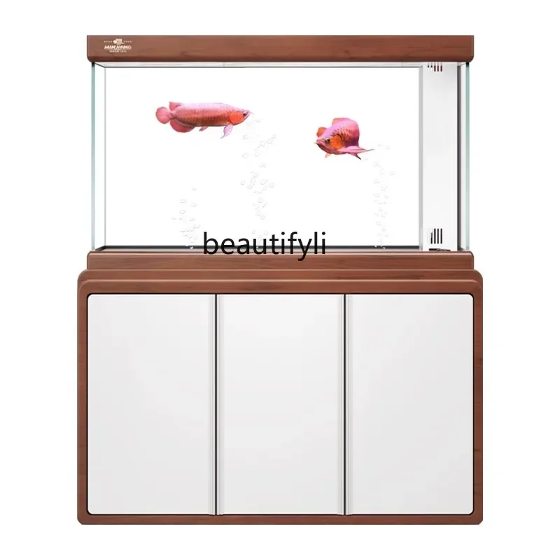 

Aquarium large living room floor-to-ceiling water-free ultra-white ecological bottom filter goldfish tank partition