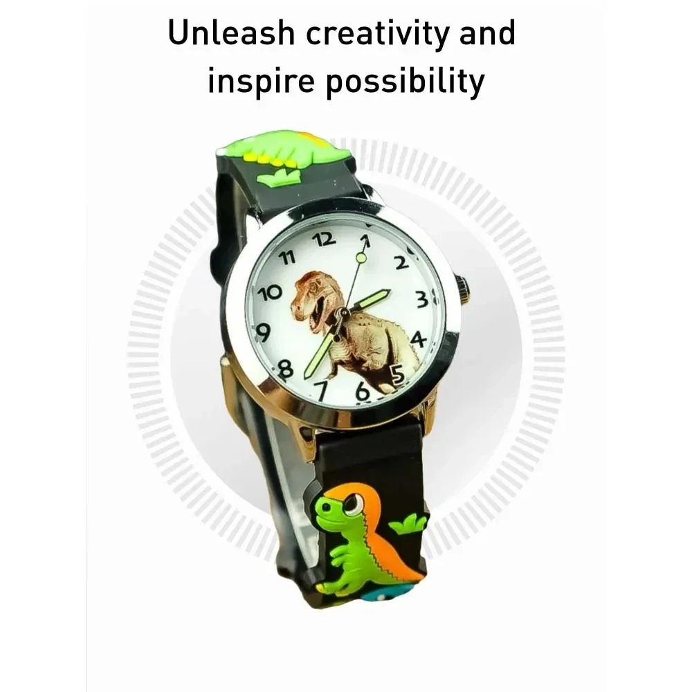 Reloj de cuarzo para niños y niñas, cronógrafo con dibujos animados 3D, Tiranosaurio Rex, dinosaurio, el mejor regalo, 2024