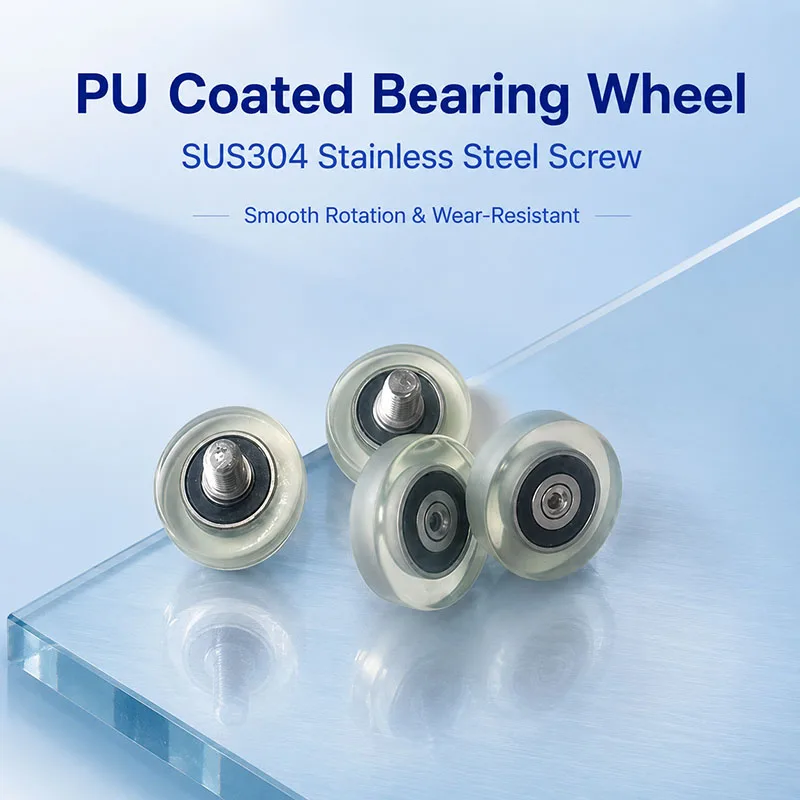 1pcs 15mm Diameter PU Coated Roller Bearing 623Z With Stainless Steel M4 Thread PU62315-4C1L5M4 Polyurethane Silent Pulley Wheel