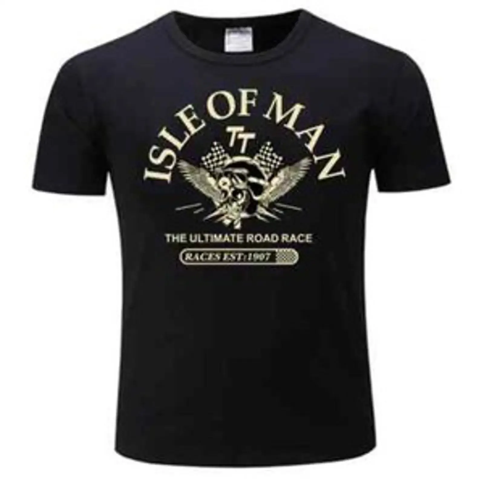 Men Cotton T Shirt Isle of Man TT Races The Ultimate Road Race EST1907 Skull Helm vintage Washed Casual Top For Everyday Wear