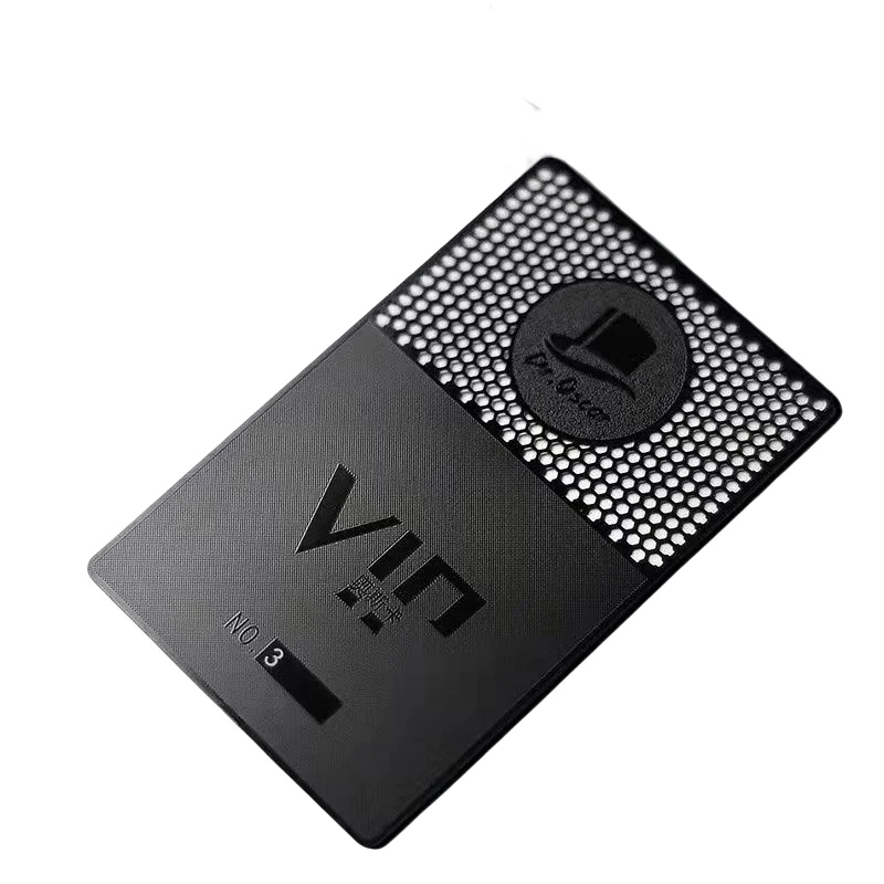 Customized inquiry Luxury Custom Cut Off Logo Laser Engraved Black Metal Card