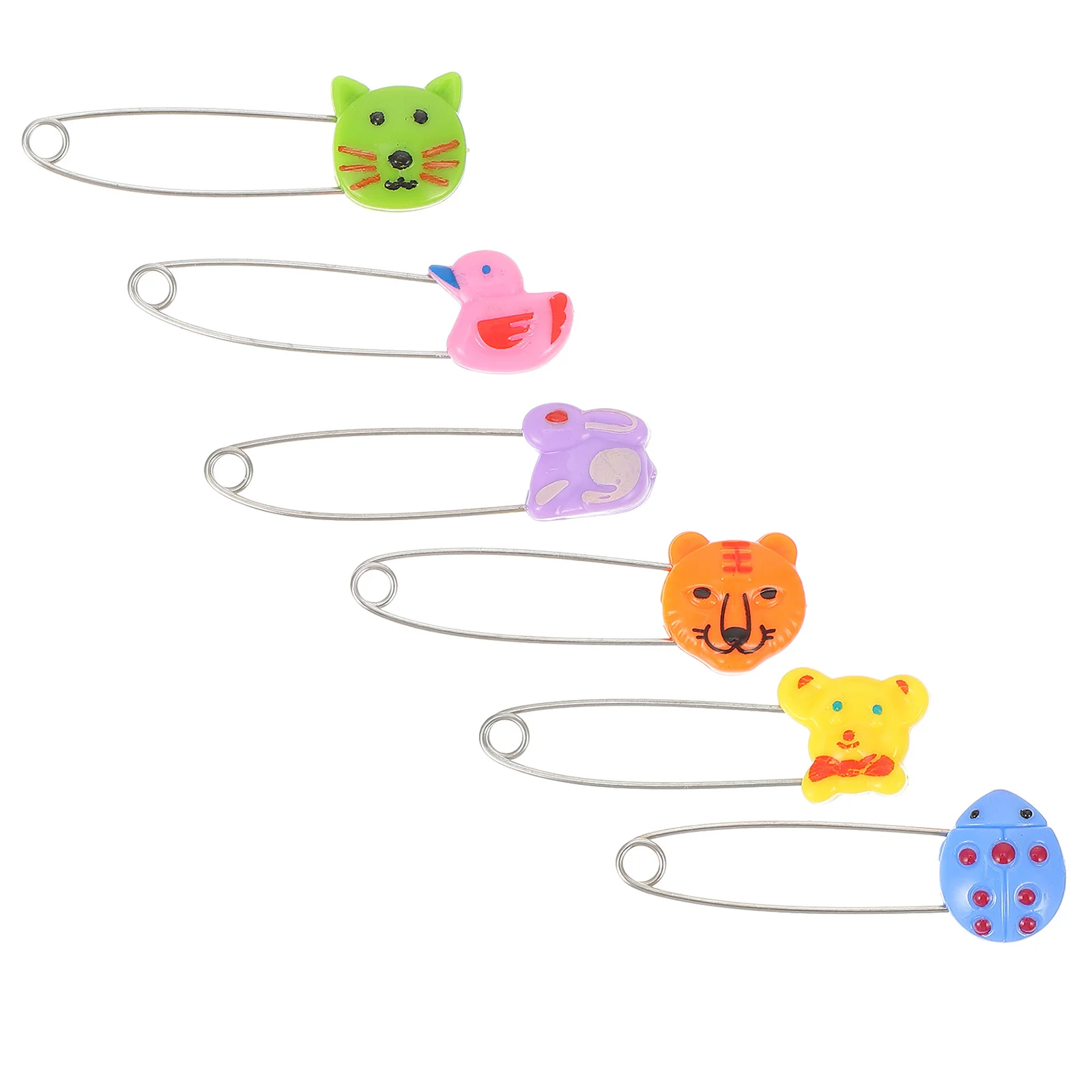 

30Pcs Animal Safety Baby Diaper Pin Plastic Head Long Safety Pin Infant Clothes Brooch Nappy Accessory Baby Clothes Fasteners