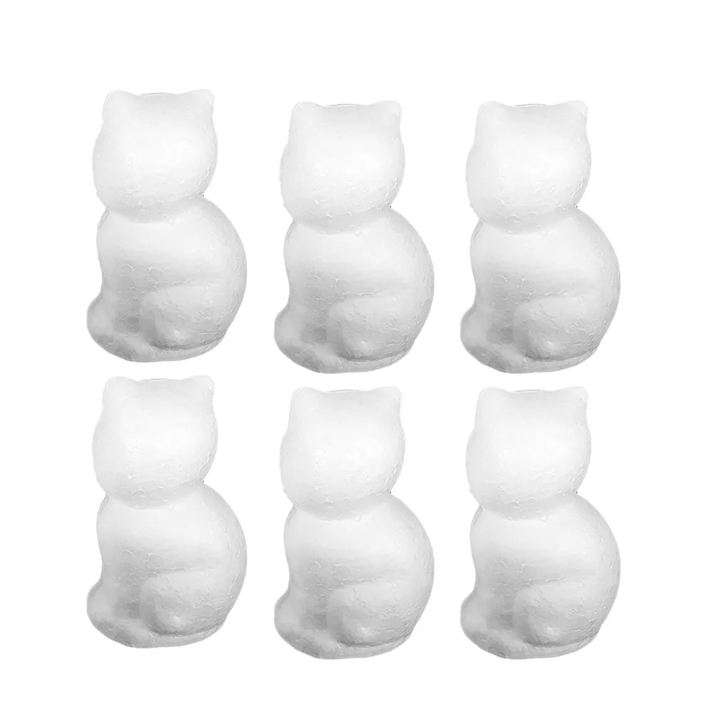 6pcs-120mm-white-foam-cats-for-crafting-painting-gluing-pinning-diy-educational-activity-children-creative-art-project-ornament