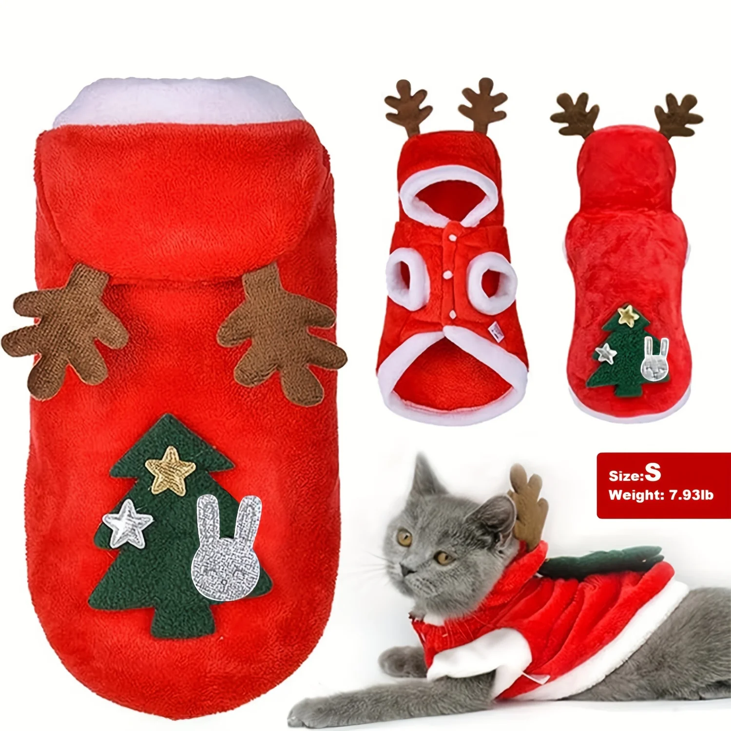 Winter Cartoon-Themed Pet Costumes with Snap Button and Pullover Closure - Polyester Christmas Outfits for Medium Dogs and Cats