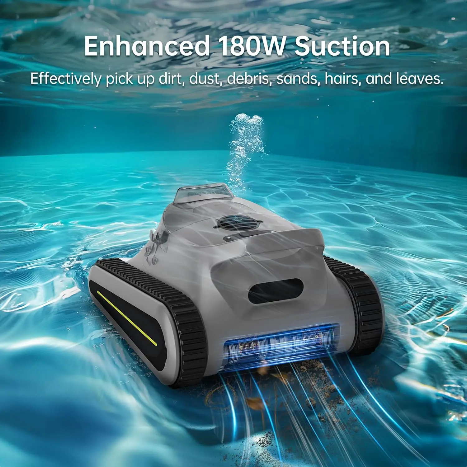 Pool Wall Floor Waterline Cleaning 180W Powerful Suction Last 150 Mins Automatic Swimming Pool Robot