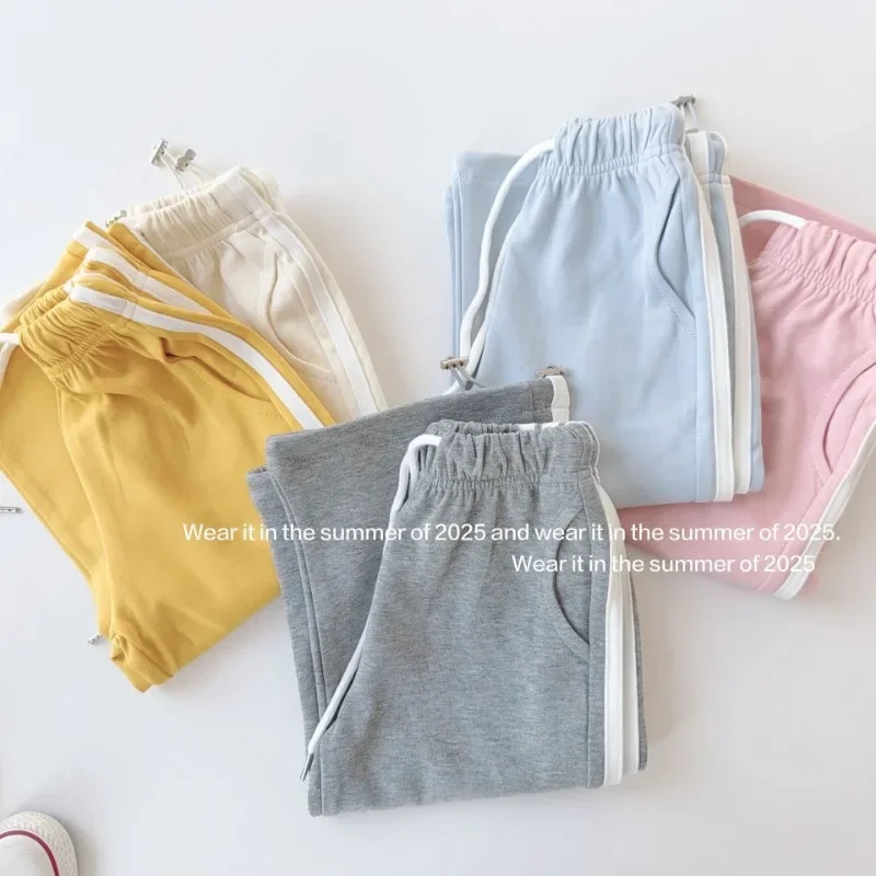 

Korea Kids Clothes Baby Girls Candy Color Knitted Sweatpants and Sports Pants Loose Drawstring Street Dance Casual Pants 2-8y