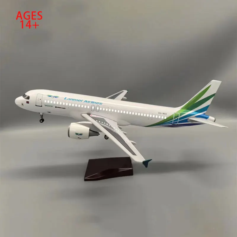 47CM 1/80 Scale Airbus A320 Cambodia Lanmei Airlines Aircraft Model Diecast Resin Plane Collection Display Gifts Item