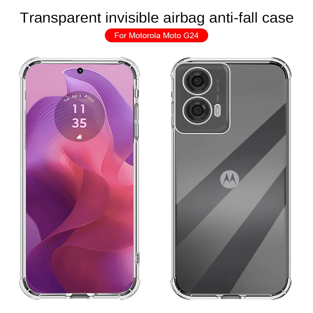 Clear Phone Case For Motorola Moto G24 MotoG24 G14 G34 G54 G84 G 14 24 34 54 84 Shockproof Protective Cover Coque MotoG34