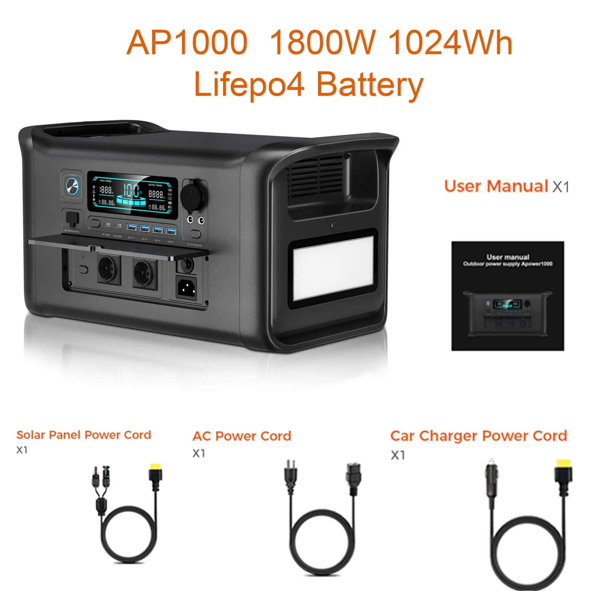 CTOLITY AP1000 1800W Draagbare Mobiele Power Station Zonne-energiecentrale Lifepo4 Batterij Met 200W Zonnepanelen Draagbaar Opvouwbaar