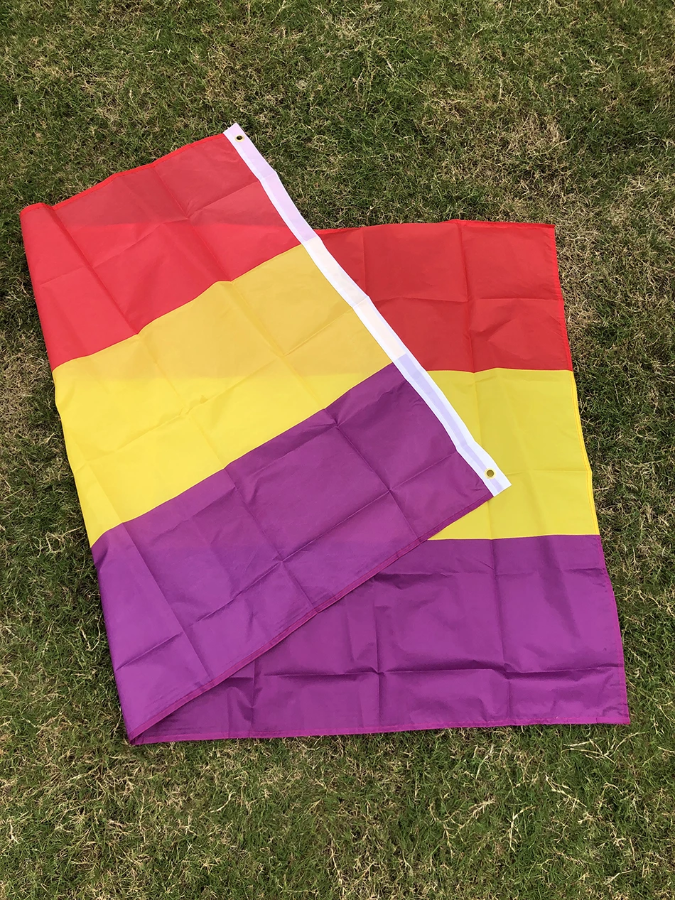 (SKY BANDERA) Bandera de la Segunda República Española 90X150CM Poliéster Bandera de la Segunda República Española Bandera colgante nacional de