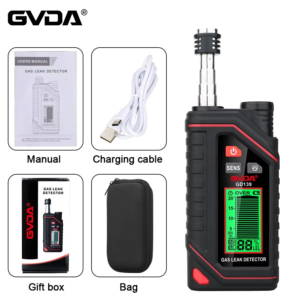 

Детектор утечки природного газа GVDA, перезаряжаемый, 10000PPM, для обнаружения горючих газов, дыма, метана, пропана, с выдвижным зондом