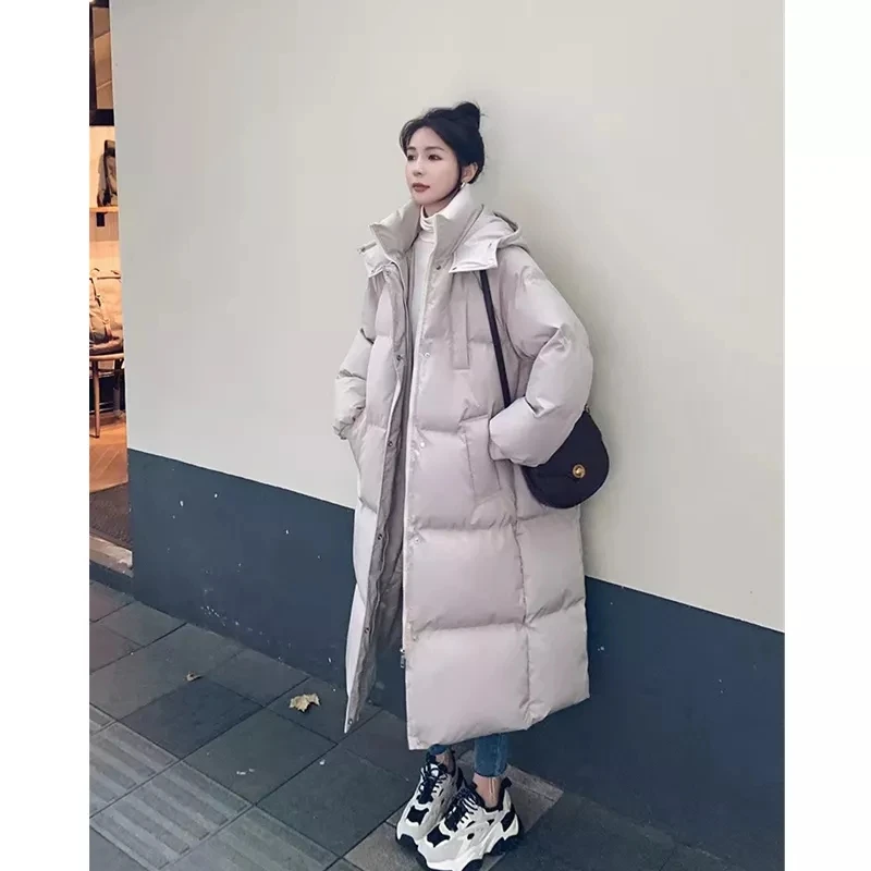Veste d'hiver 2025 nouveau manteau Long vers le bas vestes en coton coréen lâche mode coréenne manteau à bulles Buggy à capuche Parkas vêtements d'extérieur pour femmes