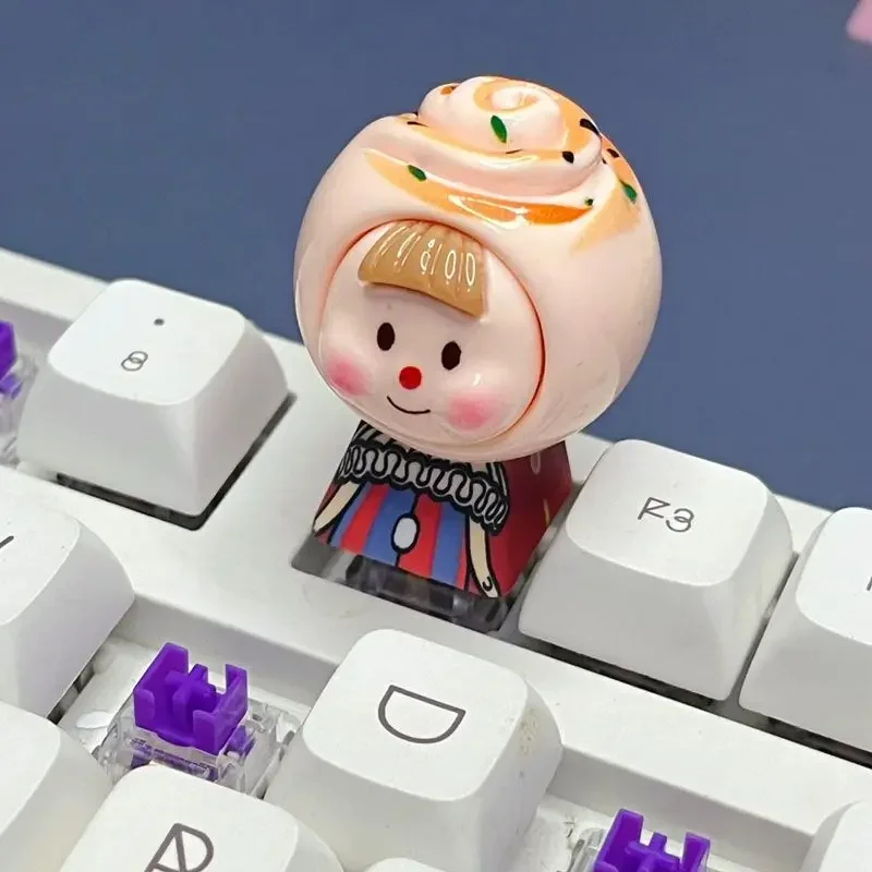 

New Sanrio cinnamon roll cartoon keycap creative three-dimensional cute girl cross axis game mechanical keyboard painted keycap