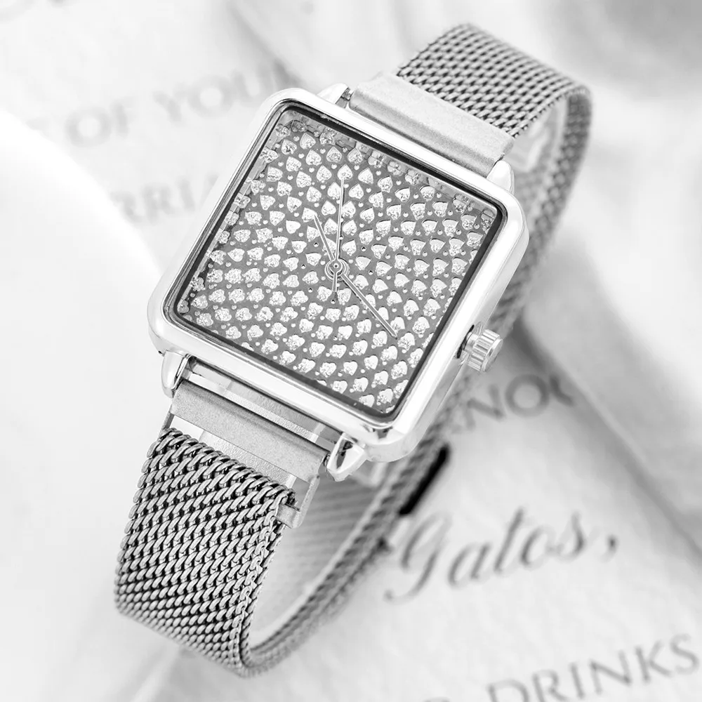 Fashion Elegant Luxury Crystal Rose Gold Women Watch  Stainless Steel Mesh Belt Women\'s Quartz Watches Luxury Ladies Wristwatch