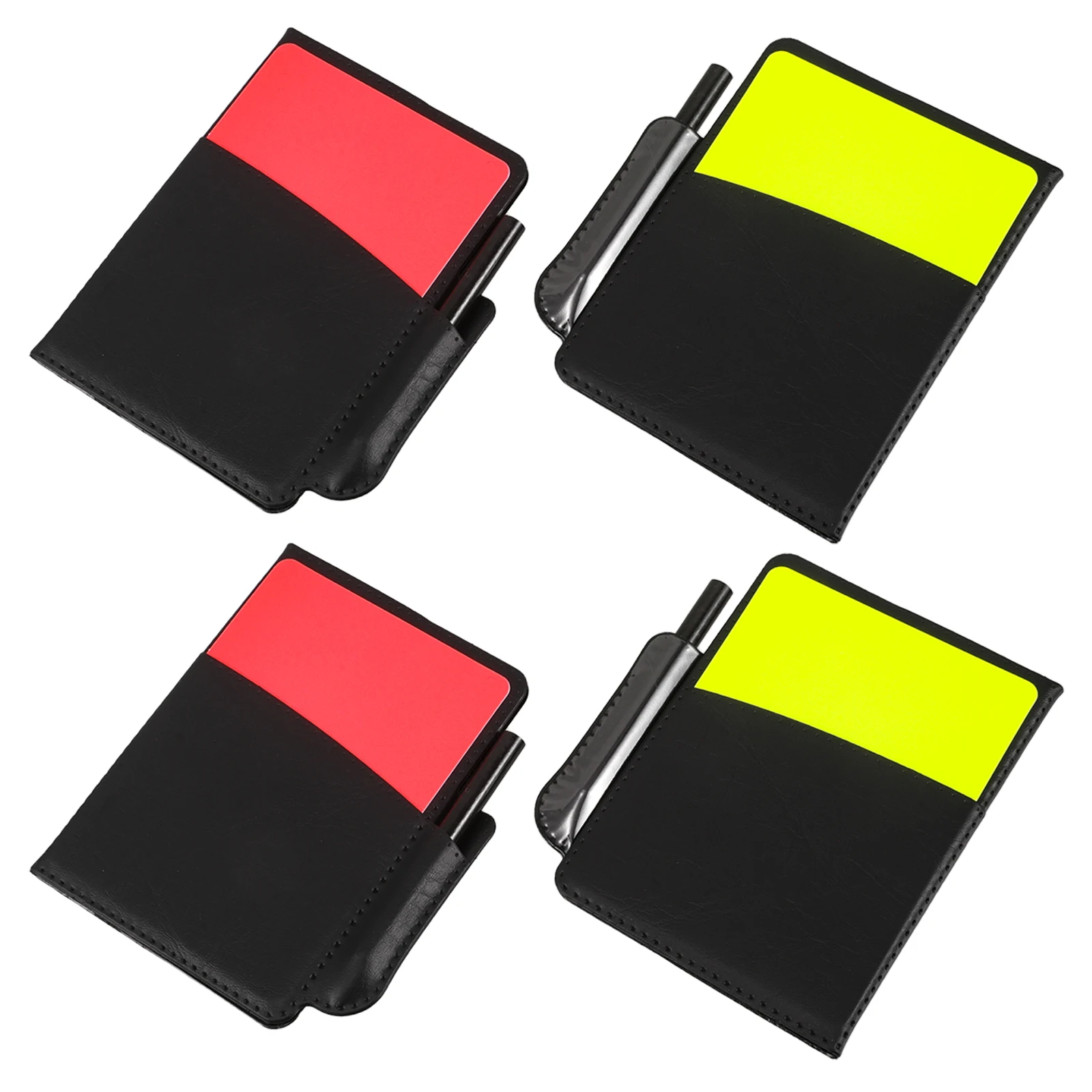 

4 set 4 Sets Red Yellow Card Record Book PVC Soccer Referee Warning Cards Training Aids Portable Score Book Durable Design Card
