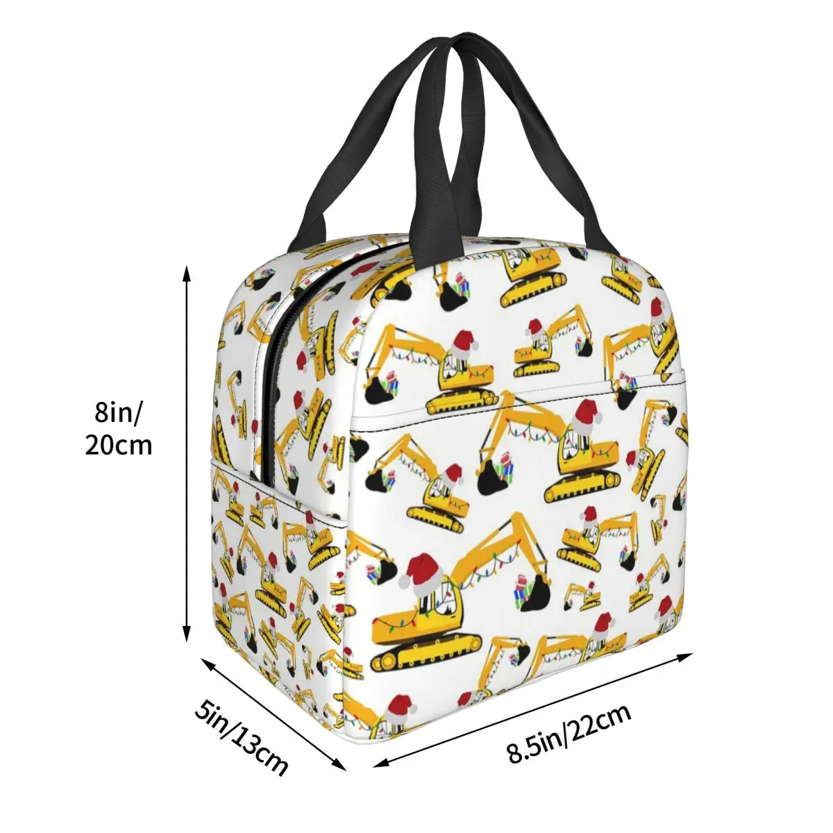 Christmas Excavator Construction Truck Insulated Lunch Bag for Women Kids Portable Food Boxes Thermal Lunch Box Tote