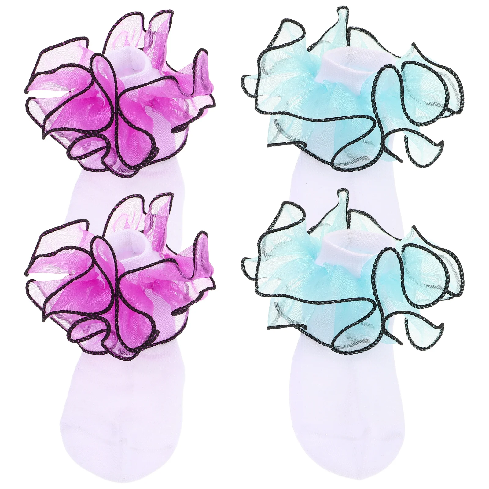 

2Pairs Children's Lace Princess Socks Cute Ruffle Ankle Breathable Cotton for Girls Dress Up Party Summer Wear