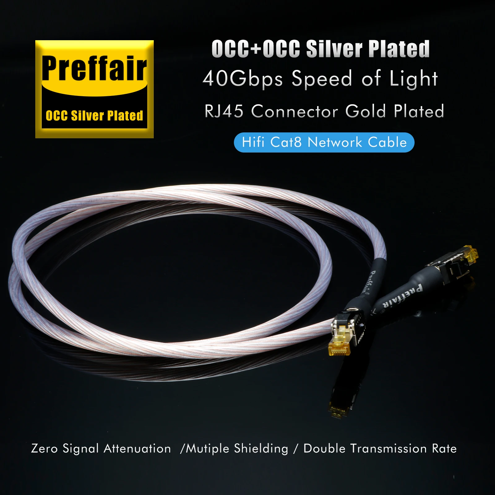 Cat8-Ethernet-Kabel, OCC, versilbert, 40 Gbit/s, 2000 MHz, Geschwindigkeit, RJ45, LAN-Netzwerk-Patchkabel für Switch, Notebook, Heimkino, TV – Detail 6