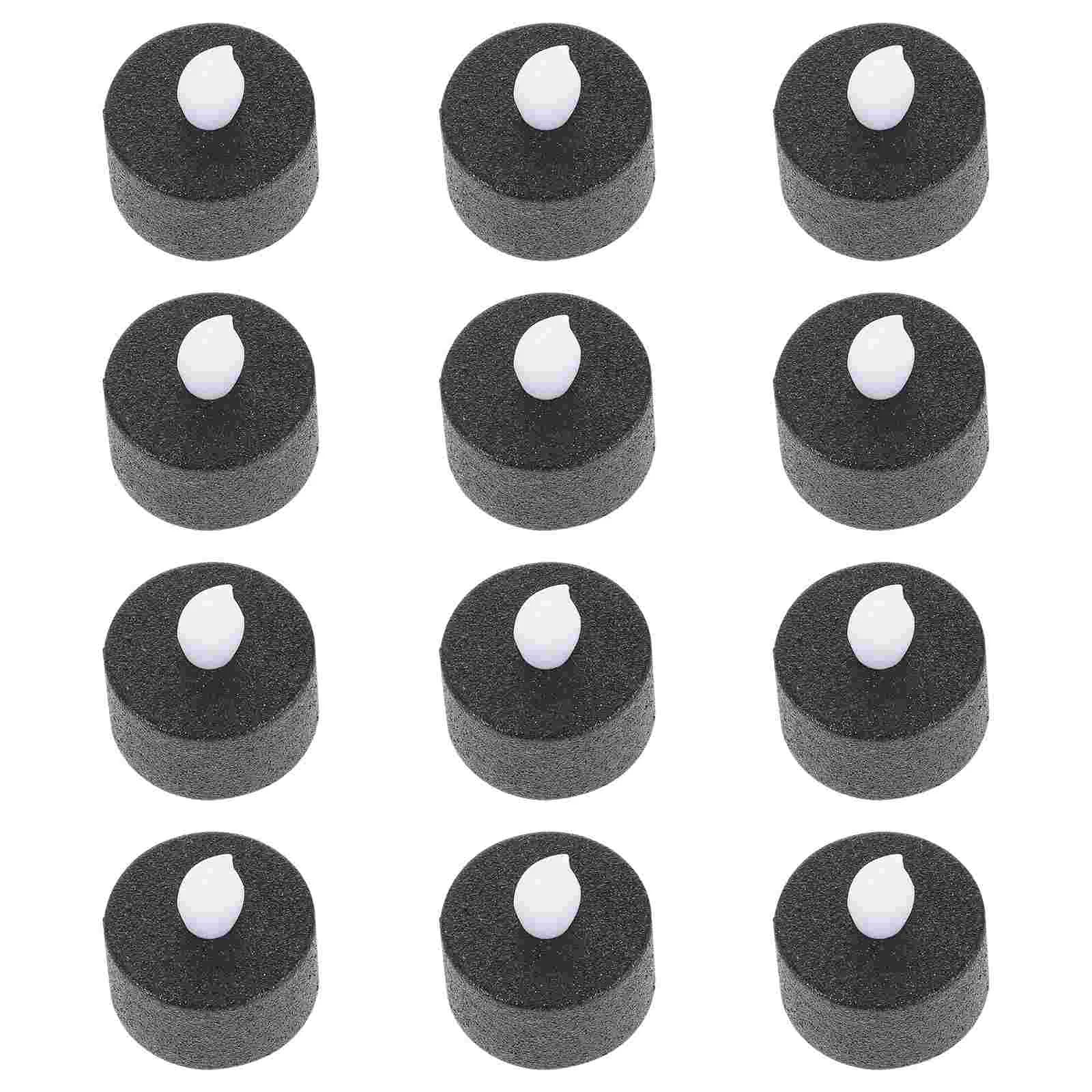 

12 Pcs Light Black Candles Electric Flameless Tealight Decorative Lights Operated Plastic
