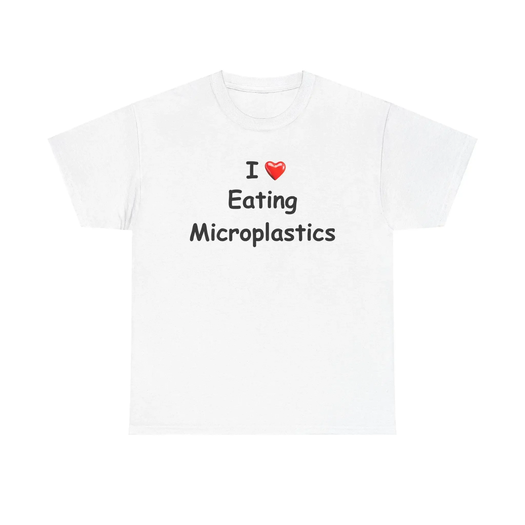 Lustiges, lebhaftes T-Shirt „I Love Eating Microplastics“ aus Baumwolle, lustiges Umweltbewusstsein, Maxxing