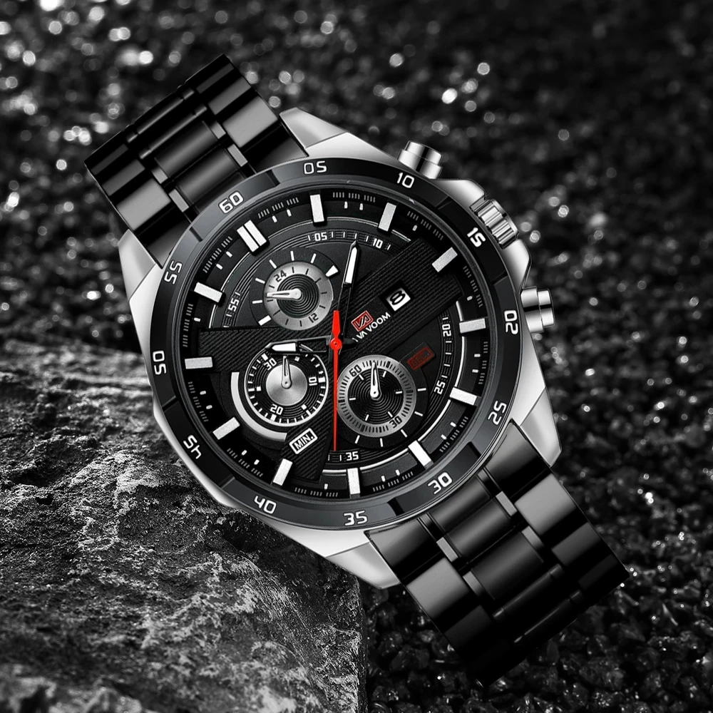 VAVA VOOM Hot Sell Men Quatrz Watch Sport Mens Watches Top Brand Luxury Waterproof Full Steel Quartz Clock Men Relogio Masculino