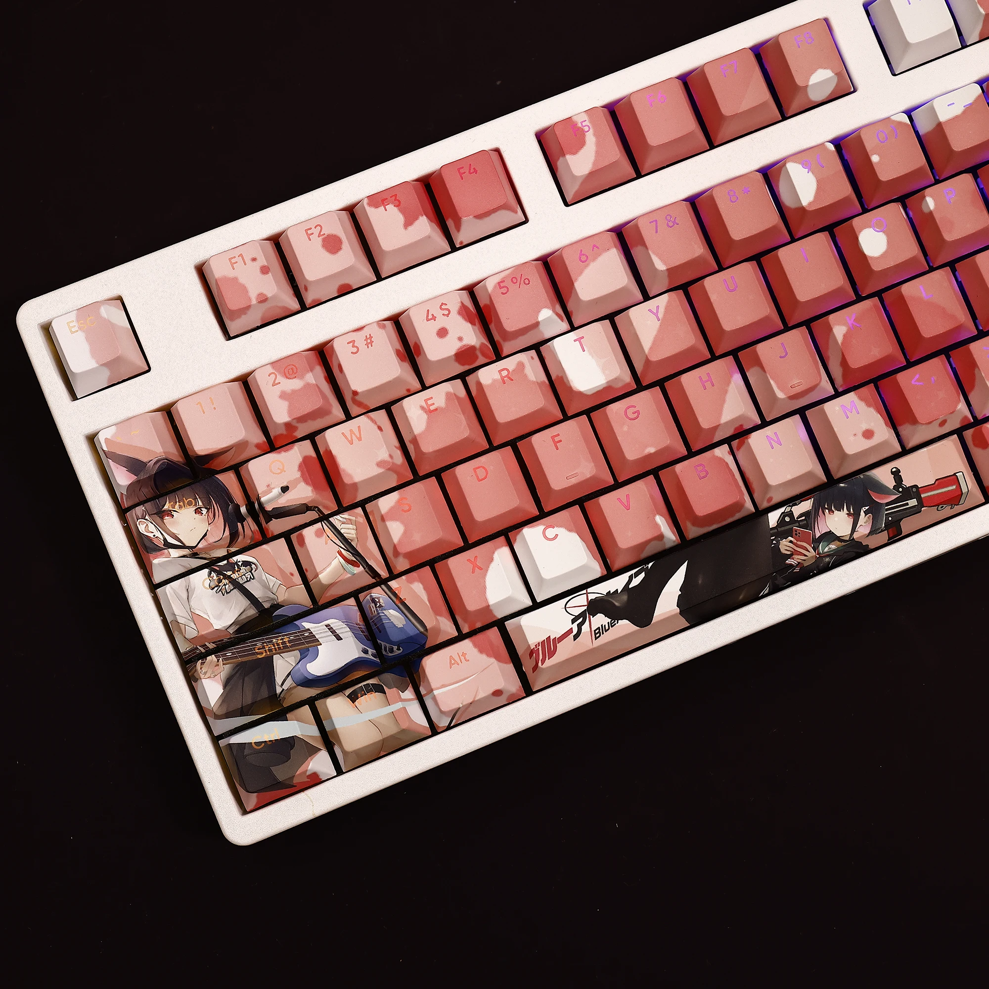 Kyouyama Kazusa 108 Keycaps Blue Archive PBT DYE Sublimation Light Transmitting Cherry Cross Axis Switch for Mechanical Keyboard