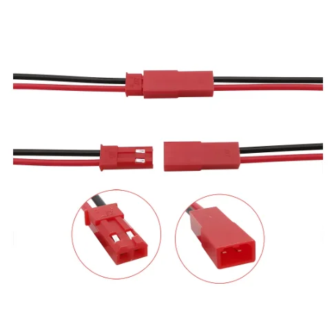 JST-2Pin Male Female Plug Socket Plug Silicone Wire Connection Cable LED Red Terminal Wire High Temperature Resistant 10/20CM