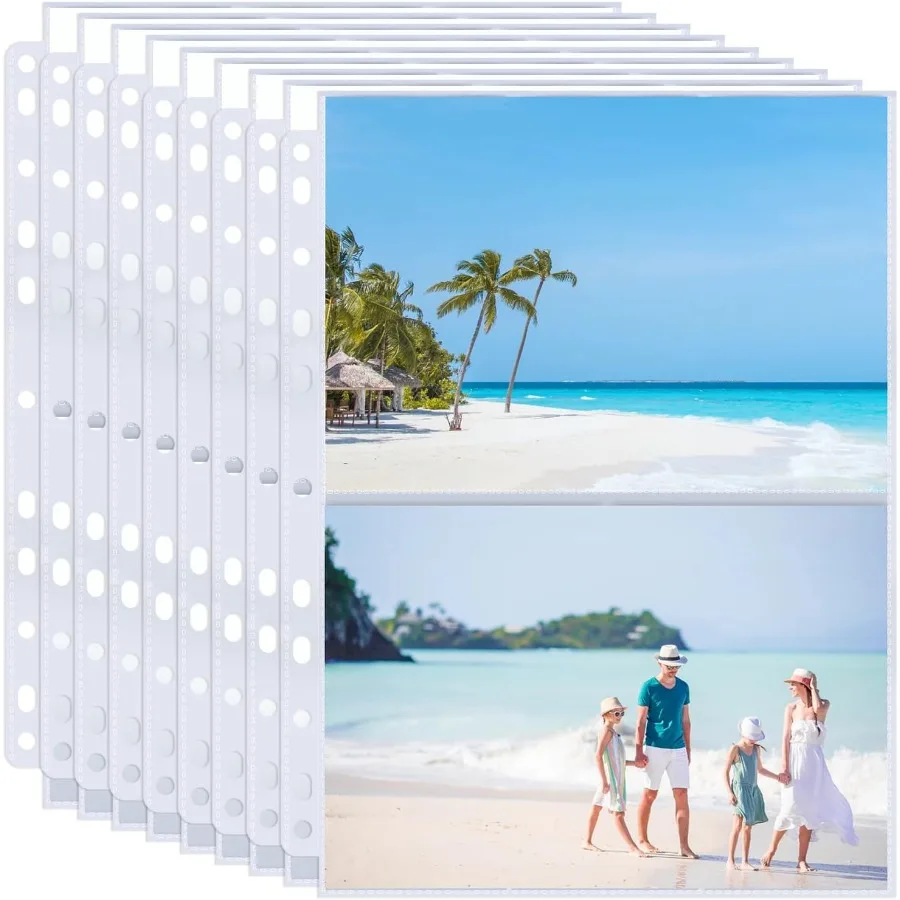 

50 Pack Photo Sleeves Holds 200 5x7 Photos Clear Photo Page Protector for 3 Ring Binder DoubleSided Photo Album Refill Pages Ph