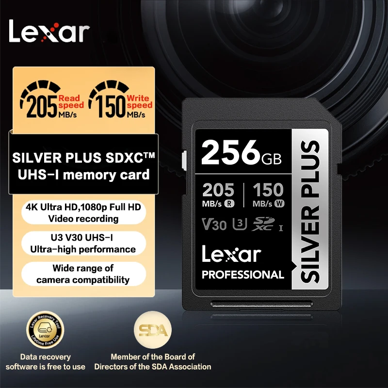 Lexar Silver PLUS V30 4K UHD Профессиональная камера SD-карта 1 ТБ 512 ГБ 256 ГБ 128 ГБ 64 ГБ Оригинальная карта видеопамяти SDXC для Sony Lexar Silver PLUS V30 4K UHD Профессиональная камера SD-карта 1 ТБ 512 ГБ 256 ГБ 128 ГБ 64 ГБ Оригинальная карта видеопамяти SDXC для Sony