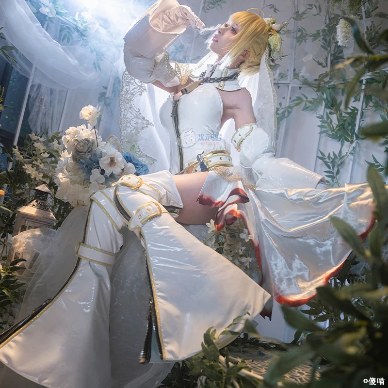 Nero Claudius Cosplay Costume Nero Bride Wedding Dress Women Girls Halloween Role Play Costumes