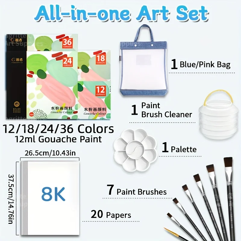 Back to School 42/48/54/66 pcs Gouache Paint Tubes Set, 12ml/0.4oz, Suitable for Canvas, Adults, Artists in Halloween