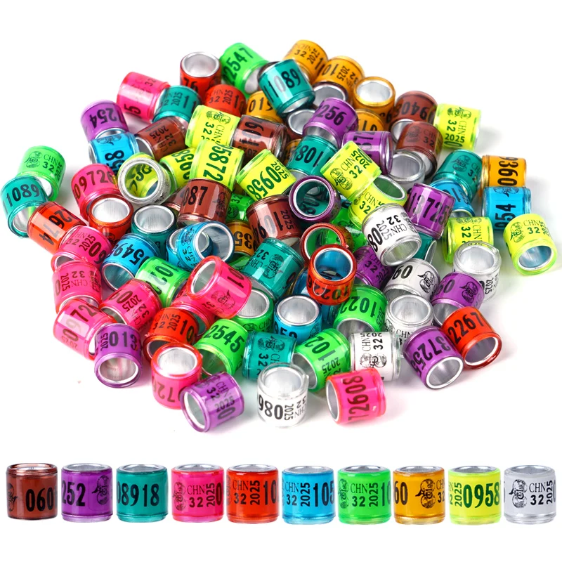 50 قطعة حلقات ساق الحمام الببغاء خواتم القدم الطيور الساق خواتم الحيوانات الأليفة مشبك من البلاستيك حلقة تحديد أدوات مع رسالة رقم