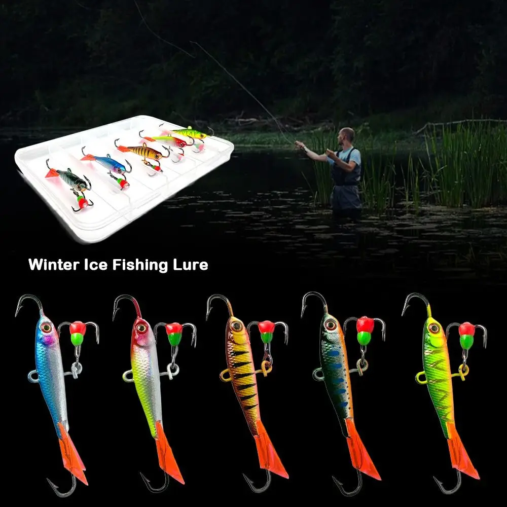 5pcs Diamond 62mm/10g Winter Ice Fishing Lure AD-Sharp Artificial Spoon Metal Lures 5 styles Jigging Ice Fishing Lure