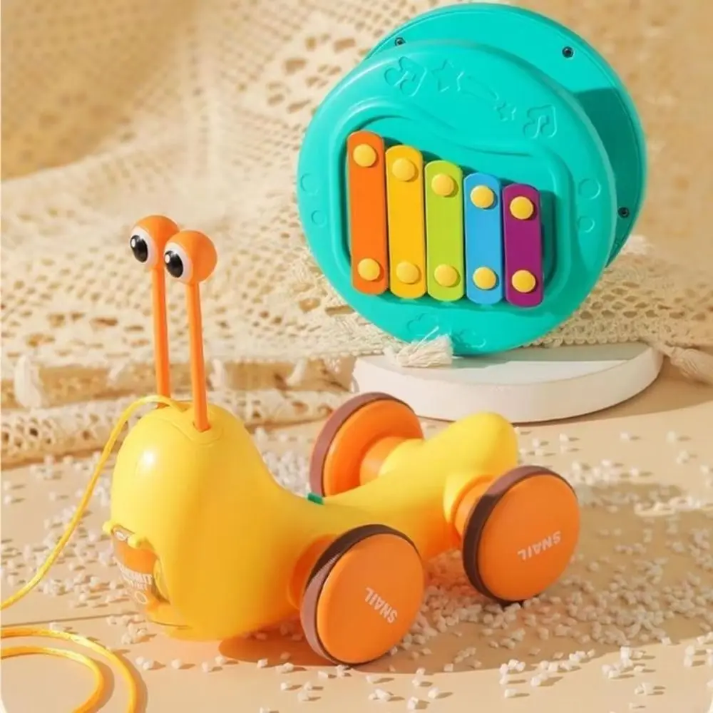 Baby Walker Pull String Snail Car Toy Learning To Walk Cartoon Pet Drag Rope Snail Knock Interactive Pull-Along Snail Toy