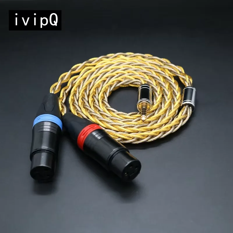 

ivipQ High Quality 8 Cores Flagship Cables 4.4mm Balanced Male to Dual 2x3PIN XLR Balanced Female Audio Adapter Cable